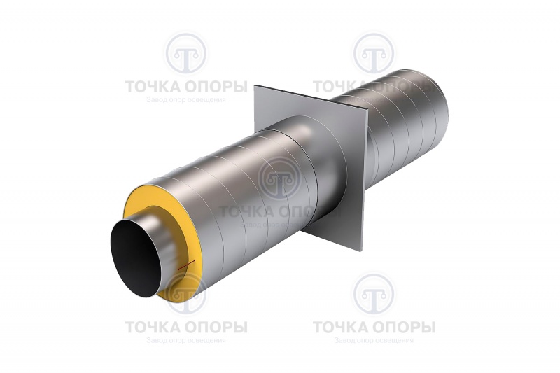 Неподвижная опора в ППУ с оцинкованной (ОЦ) оболочкой с металлической заглушкой изоляции