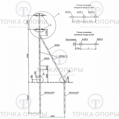 Анкерная (концевая) опора Ас10-1